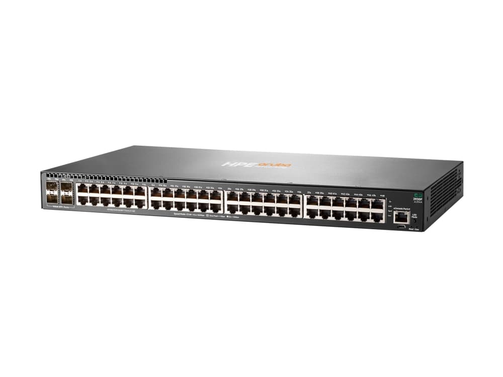 HPE Aruba 2930F 48G 4SFP+ - Kytkin - L3 - Hallittu - 48 x 10/100/1000 + 4 x 1 Gigabit / 10 Gigabit SFP+ (uplink) - telineeseen asennettava
