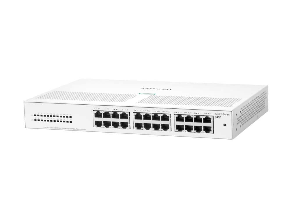 HPE Networking Instant On 1430 24G -kytkin - kytkin - Hallitsematon - 24 x 10/100/1000 - työpöytä, telineasennettava, seinäasennettava - BTO