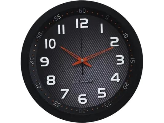 Technoline WT 8972, Seinä, Radio-ohjattava kello, Pyöreä, Musta, Analoginen, 30 cm