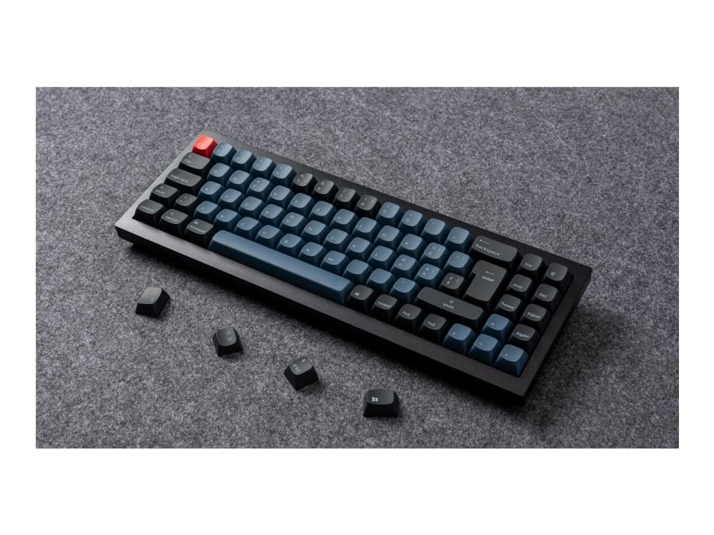 Keychron Q7 - Näppäimistö - QMK custom, mekaaninen, täysin koottu - 70% - baggrundsbelysning - USB-C, USB - QWERTY - Nordisk - tastkontakt: Gateron G Pro Red (Hot-swappable) - carbon-sortti