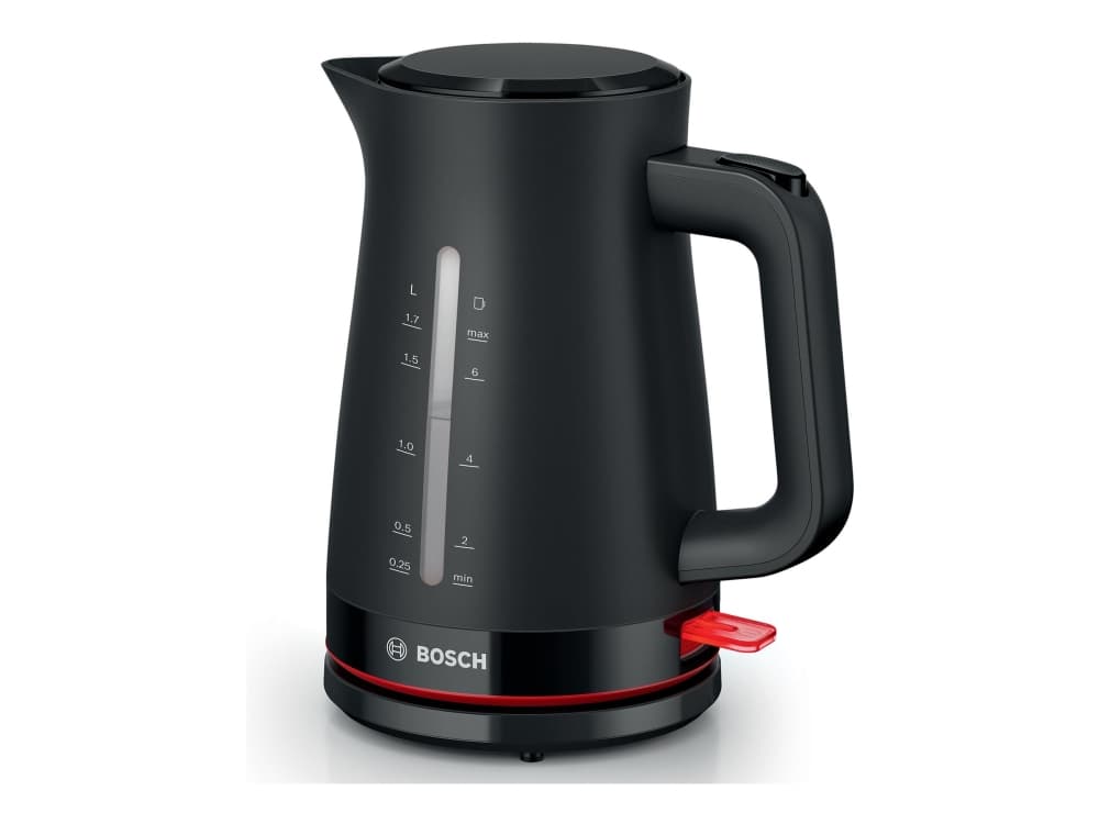 Bosch TWK3M123, 1,7 L, 2400 W, Musta, Veden tason ilmaisin, Ylikuumenemissuoja, Johdoton