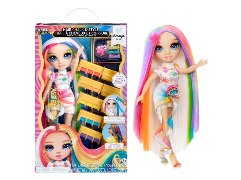 Rainbow High Hair Chalk & Style Doll- Amaya (Rainbow), Muotinukke, Naaras, 4 vuosi/vuosia, Poika/tyttö, 280 mm, Monivärinen