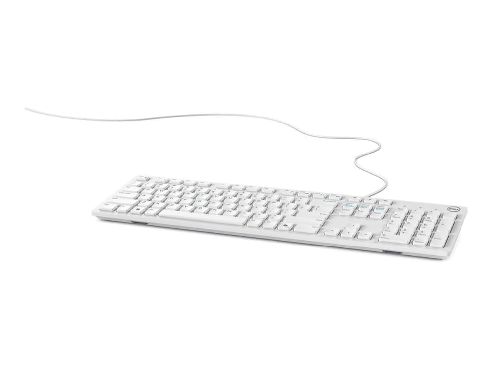 DELL KB216, Täysikokoinen (100 %), Langallinen, USB, Kalvokytkin, QWERTY, Valkoinen