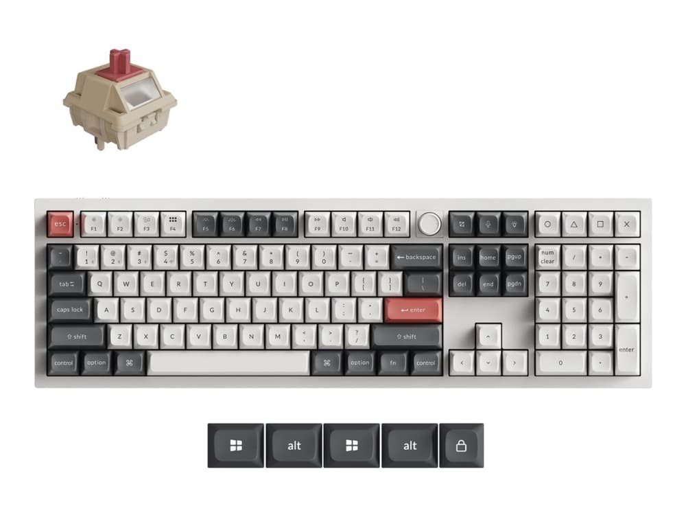 Keychron Q6 Ultra 100% 8K Wireless Tri-Mode White Keychron POM Red