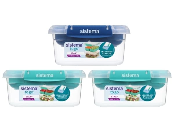Ecommerce 3-pack Stax To Go 3 x 1L suorakaiteen muotoinen säiliö