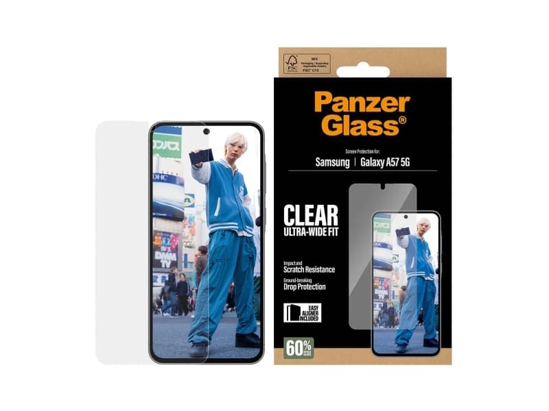 PanzerGlass Screen Protector Ultra-Wide Fit - Clear - Samsung Galaxy A57 5G, Samsung, Galaxy A57 5G, Naarmuuntumisenkestävä, Läpinäkyvä