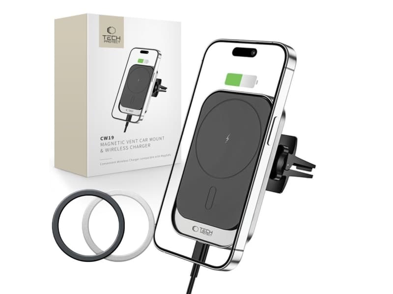 Tech-Protect kauppatavara Sosnowiecissä - Tech-Protect TECH-PROTECT CW19 MAGNETIC MAGSAFE VENT CAR MOUNT BLACK () - Morelenet_8453379