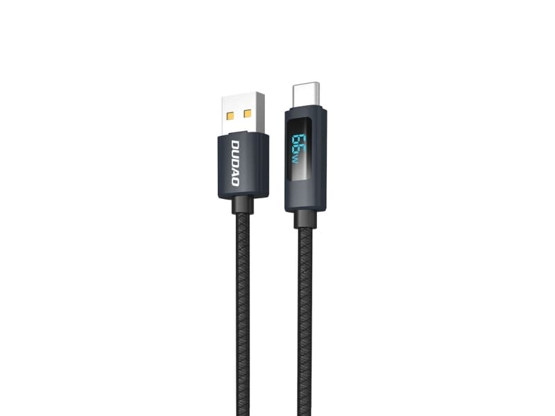 Dudao L7T USB-A - USB-C 66W kaapeli LED-näytöllä 1m - musta - musta