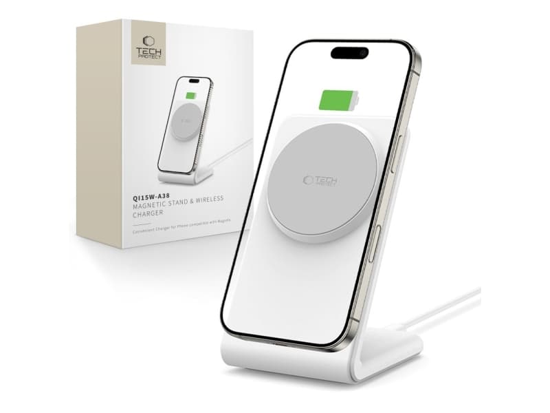 TECH-PROTECT QI15W-A38 magneettinen Magsafe-johdinlaturi valkoinen