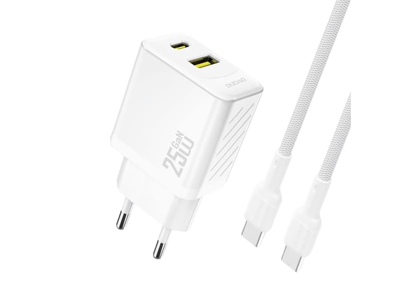 Dudao A26TCEU sovitin 25Watt 1xUSB-C 1xUSB-A (1m USB-C USB-C:hen sisältyy) Hvid