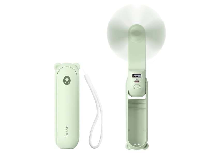 Jisulife Mini Fan Jisulife Handheld Fan Life8 Plus kannettava USB-tuuletin 4500mAh powerbank-toiminnolla ja taskulampulla - vihreä