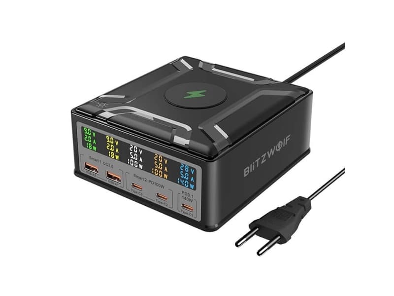 Blitzwolf latausasema Blitzwolf BW-S28 260W, 2xUSB-A, 3xUSB-C, 15W (musta)