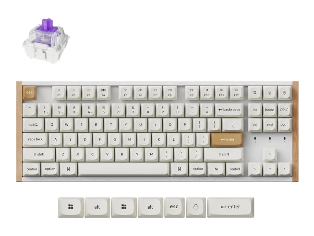 Keychron K8 HE SE 80% gaming keyboard, white/wood