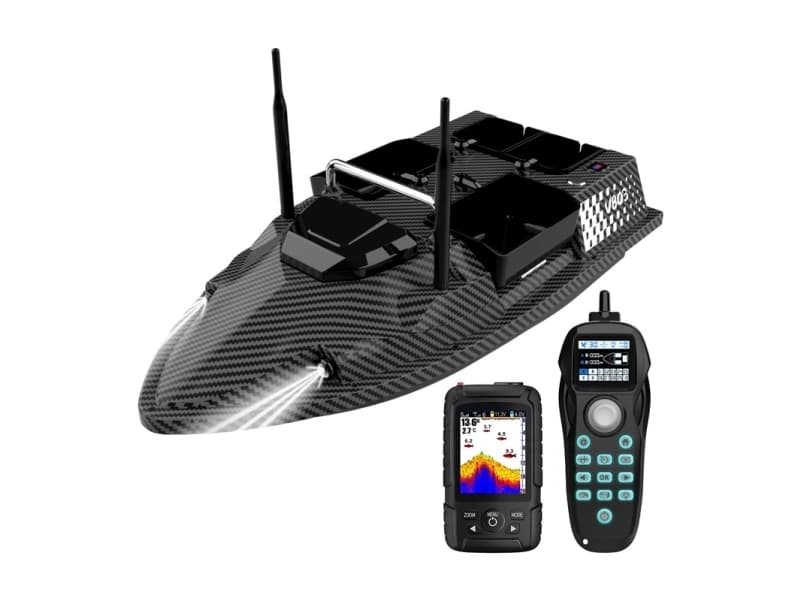 Žvejybos Įranga - Flytec V803-Pro Masalų Laivas Su GPS, Sonaru, 5200mAh Baterija, Juoda, Juoda
