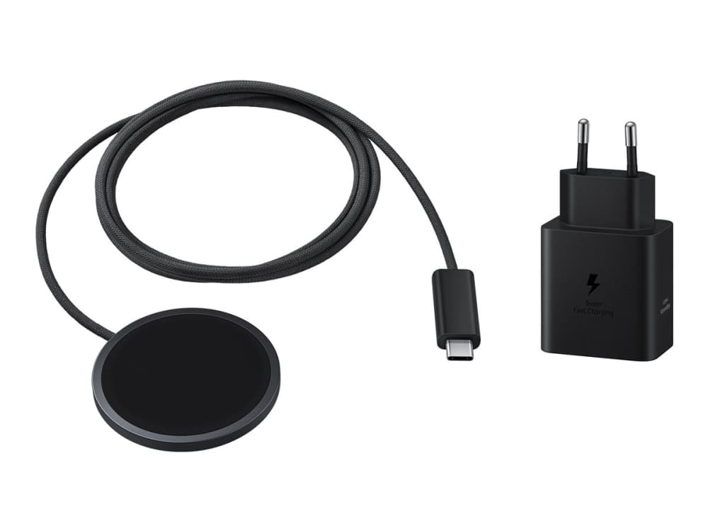 Samsungin magneettinen induktiivinen laturi EP-P2900TB 25W Qi2 + verkkovirtalaturi 45W Musta