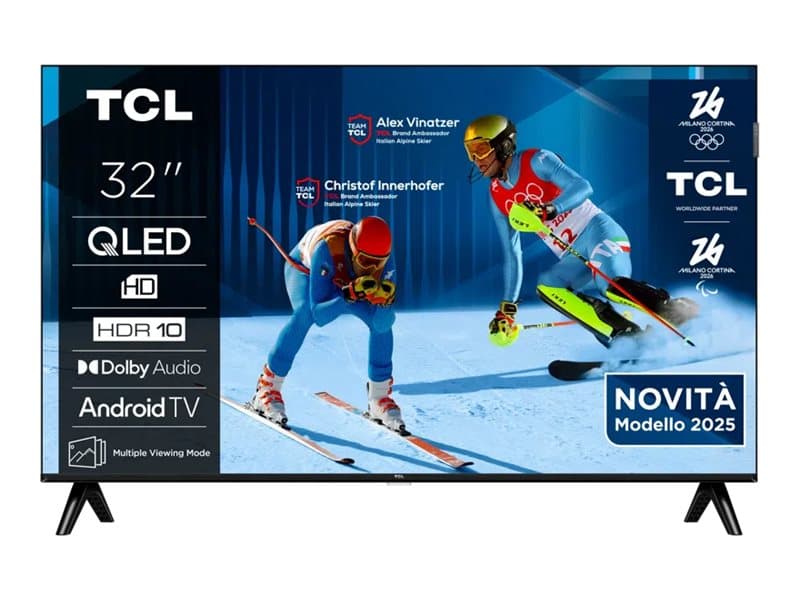 TCL 32V4C, 81,3 cm (32), 1366 x 768 pikseliä, QLED, Älytelevisio, Wi-Fi, musta