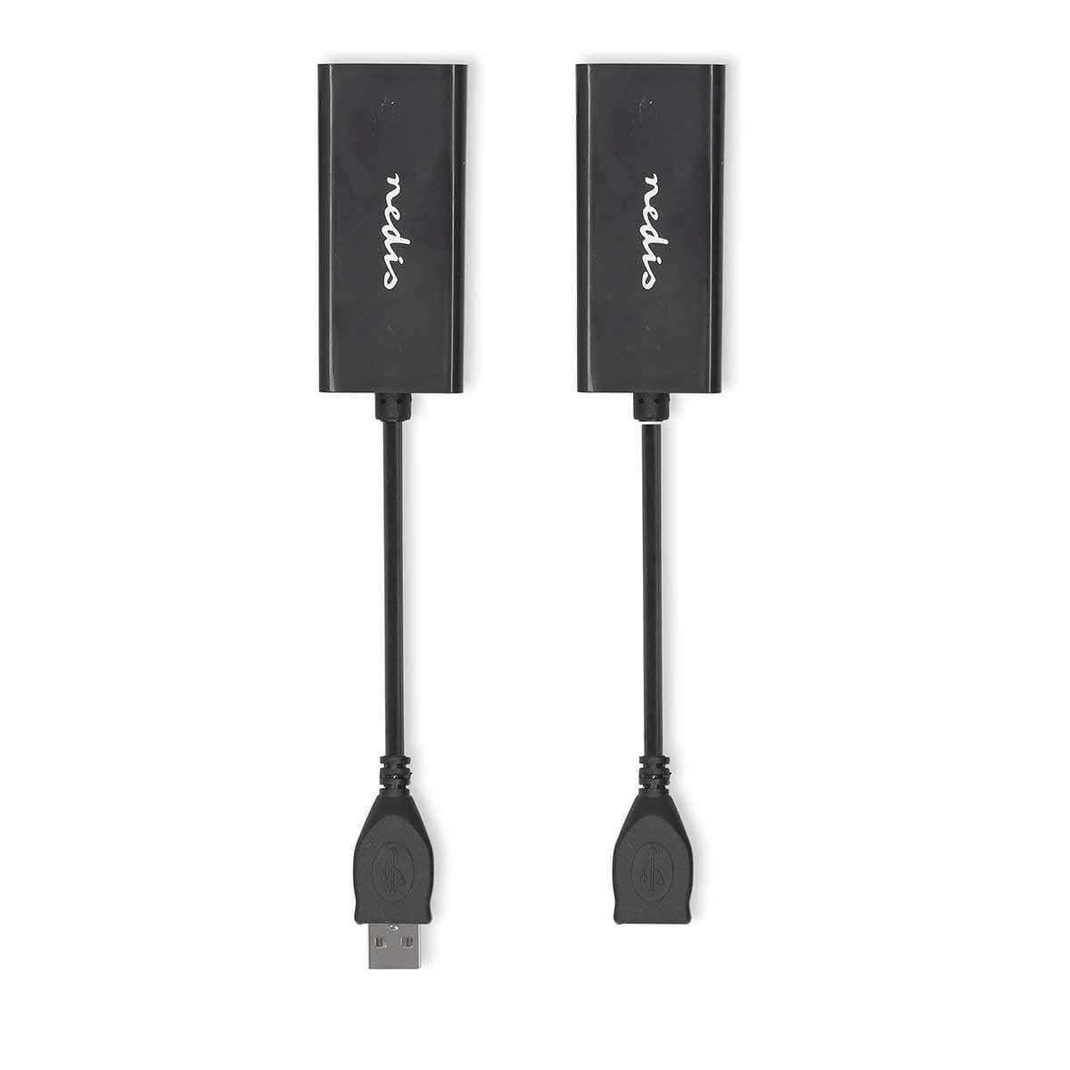 USB Extender | USB 2.0 | 1x USB-A Uros | 1x RJ45 Female | 1x USB-A Naaras | 1x RJ45 Female | 50 m | 480 Mbps | Niklattu | Pyöreä