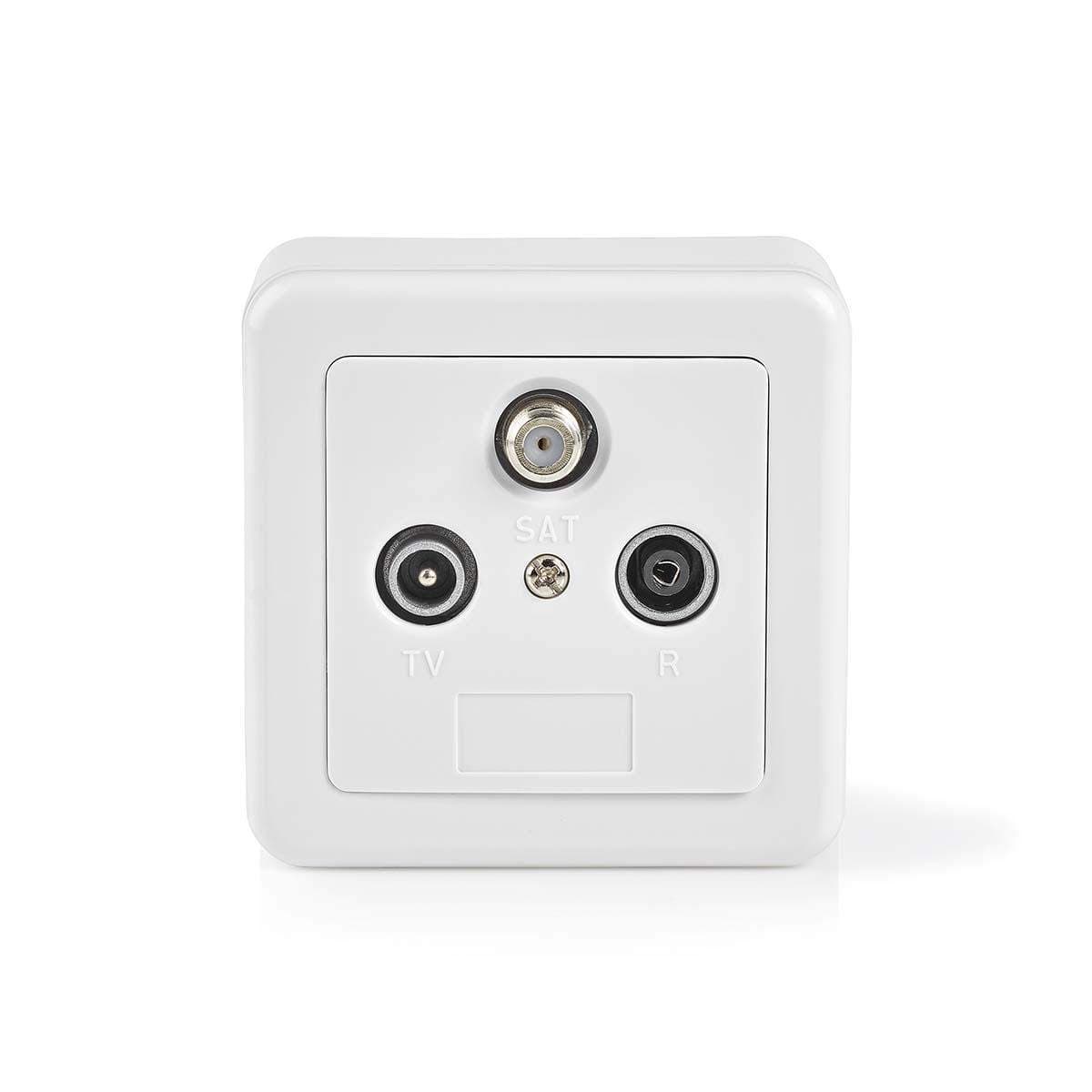Antenni Pääterasia | 1x F-Liitin Naaras / 1x IEC Liitin Naaras / 1x IEC Liitin Uros | 75 Ohm | Paluukanava | Hopea / Valkoinen
