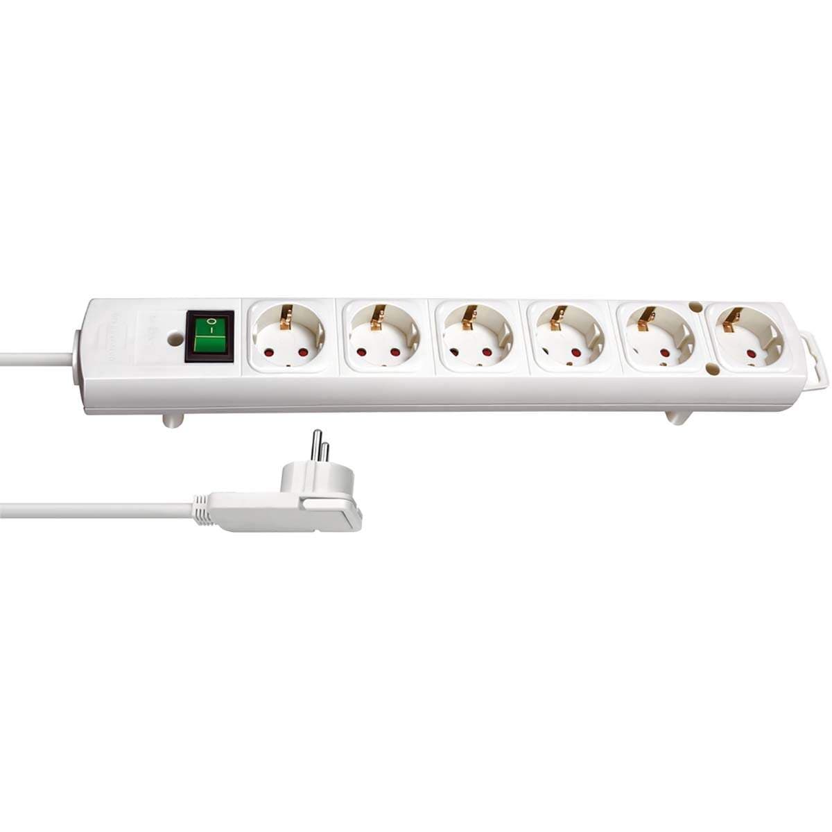 Jatkopistorasia Comfort-Line 6-Paikkaa 2.00 m Valkoinen - Suojakosketin TYPE F