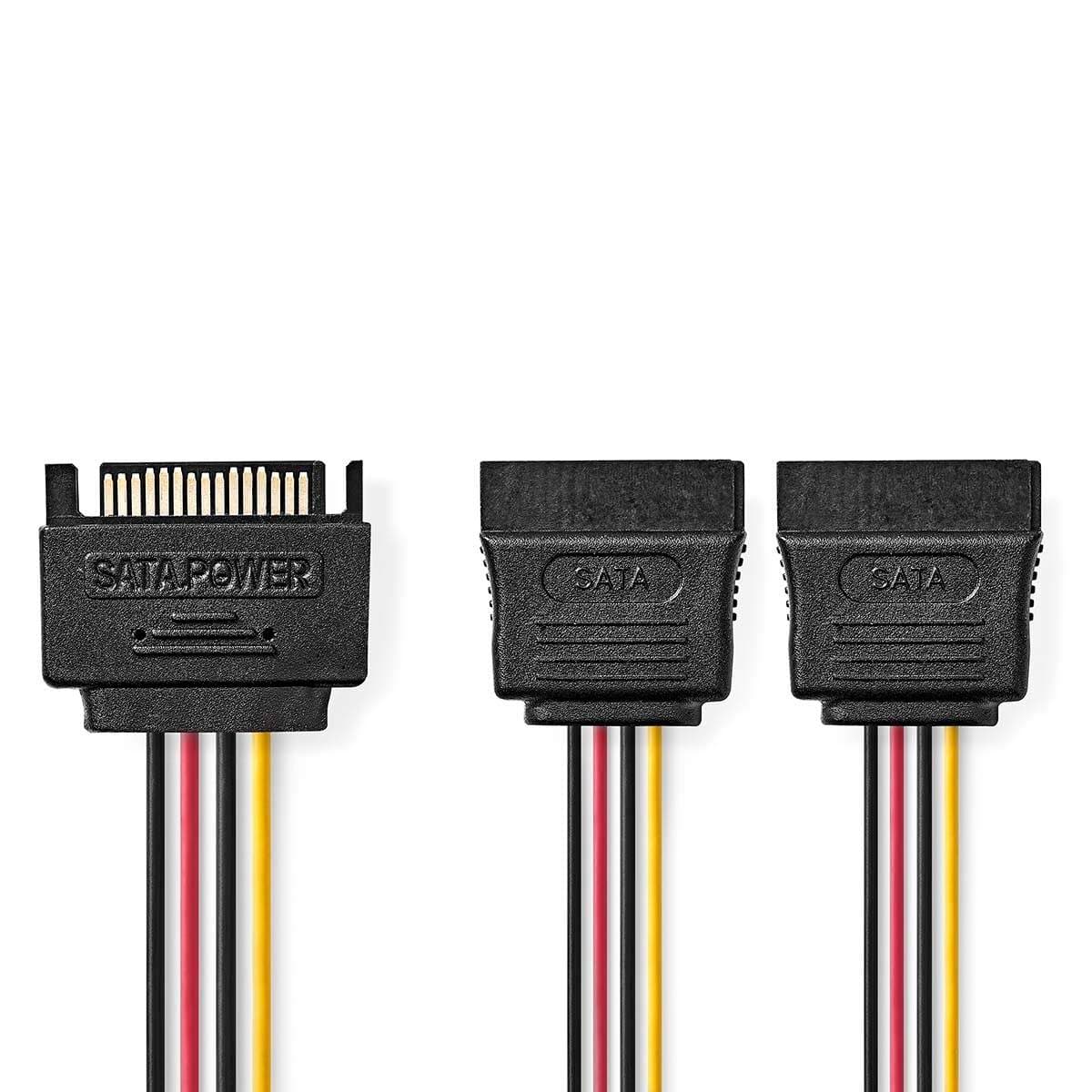 Sisäinen Virtakaapeli | SATA 15-Pin uros | 2x SATA 15-Pin naaras | Kullattu | 0.15 m | Pyöreä | PVC | Monivärinen | Laatikko