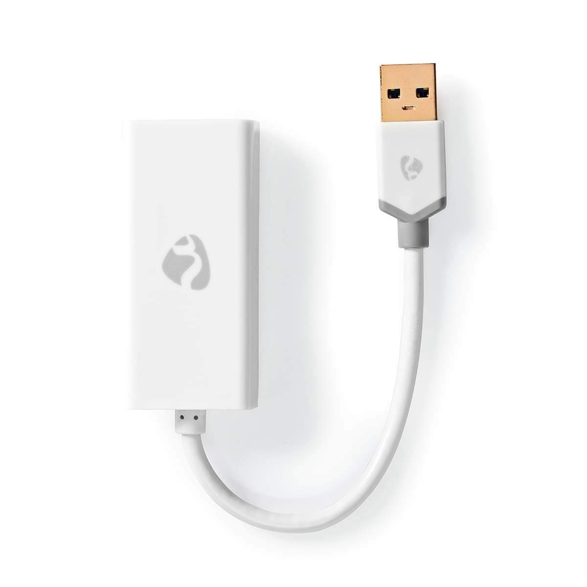 USB-verkkosovitin | USB 3.2 Gen 1 | 1 Gbps | USB-A Uros | RJ45 Naaras | 0.20 m | Pyöreä | Kullattu | Puhdas kupari | Valkoinen |