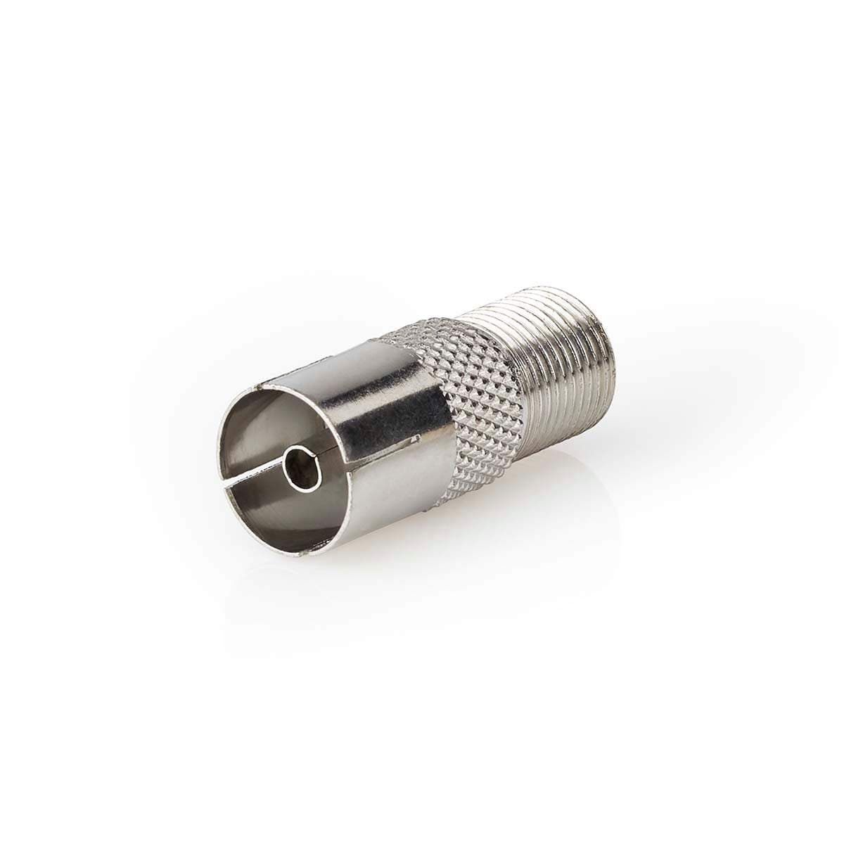 Satelliitti- ja antenni-sovitin | F naaras | IEC (Coax) Naaras | Niklattu | 75 Ohm | Suora | Metalli | Hopea | 1 kpl | Laatikko
