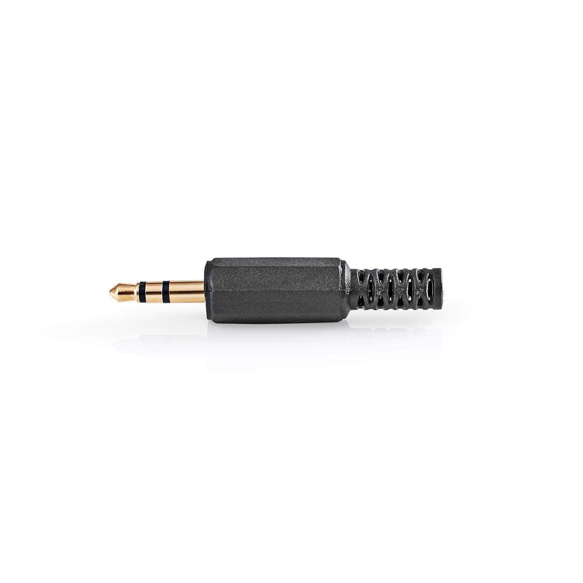 Audioliitin | Suora | Uros | Kullattu | Juottaminen | Kaapelin läpitulomitta: 4.0 mm | PVC | Kulta / Musta | 25 kpl | Muovipussi