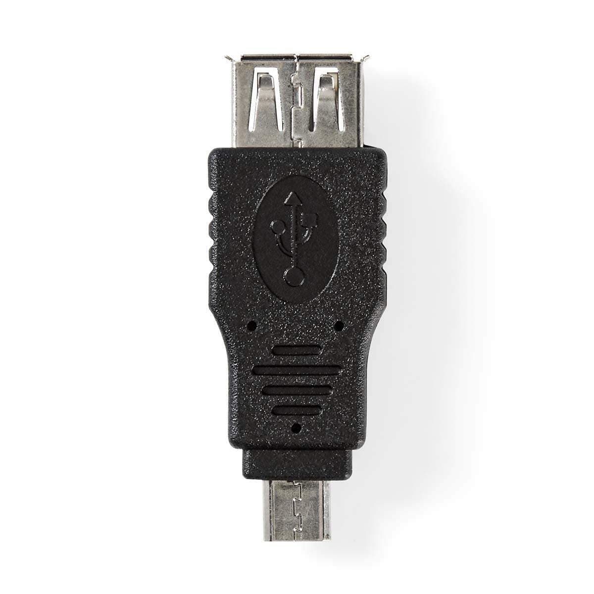 USB Mikro-B Sovitin | USB 2.0 | USB Micro-B Uros | USB-A Naaras | 480 Mbps | Niklattu | PVC | Musta | Blister