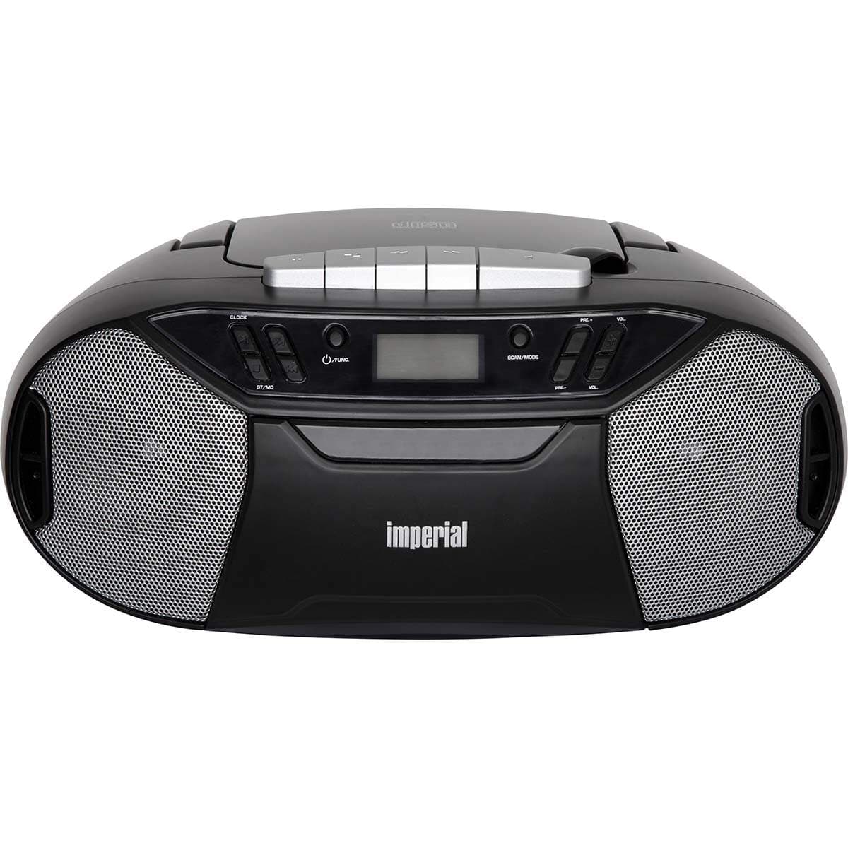 PBB 1 Kompakti kannettava boombox CD-soittimella, kasettisoittimella ja FM-radiolla