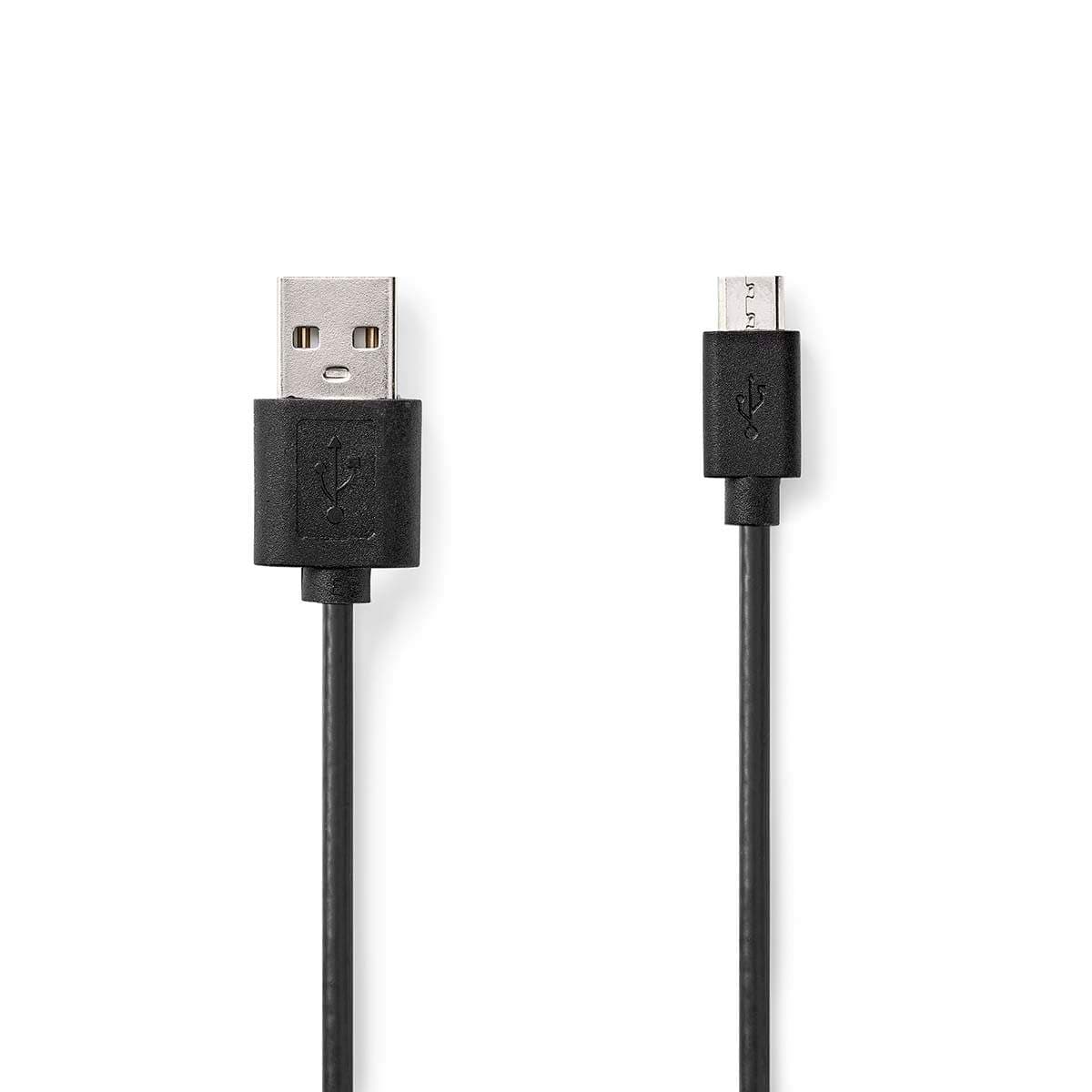 USB kaapeli | USB 2.0 | USB-A Uros | USB Micro-B Uros | 7.5 W | 480 Mbps | Niklattu | 1.00 m | Pyöreä | PVC | Musta | Label