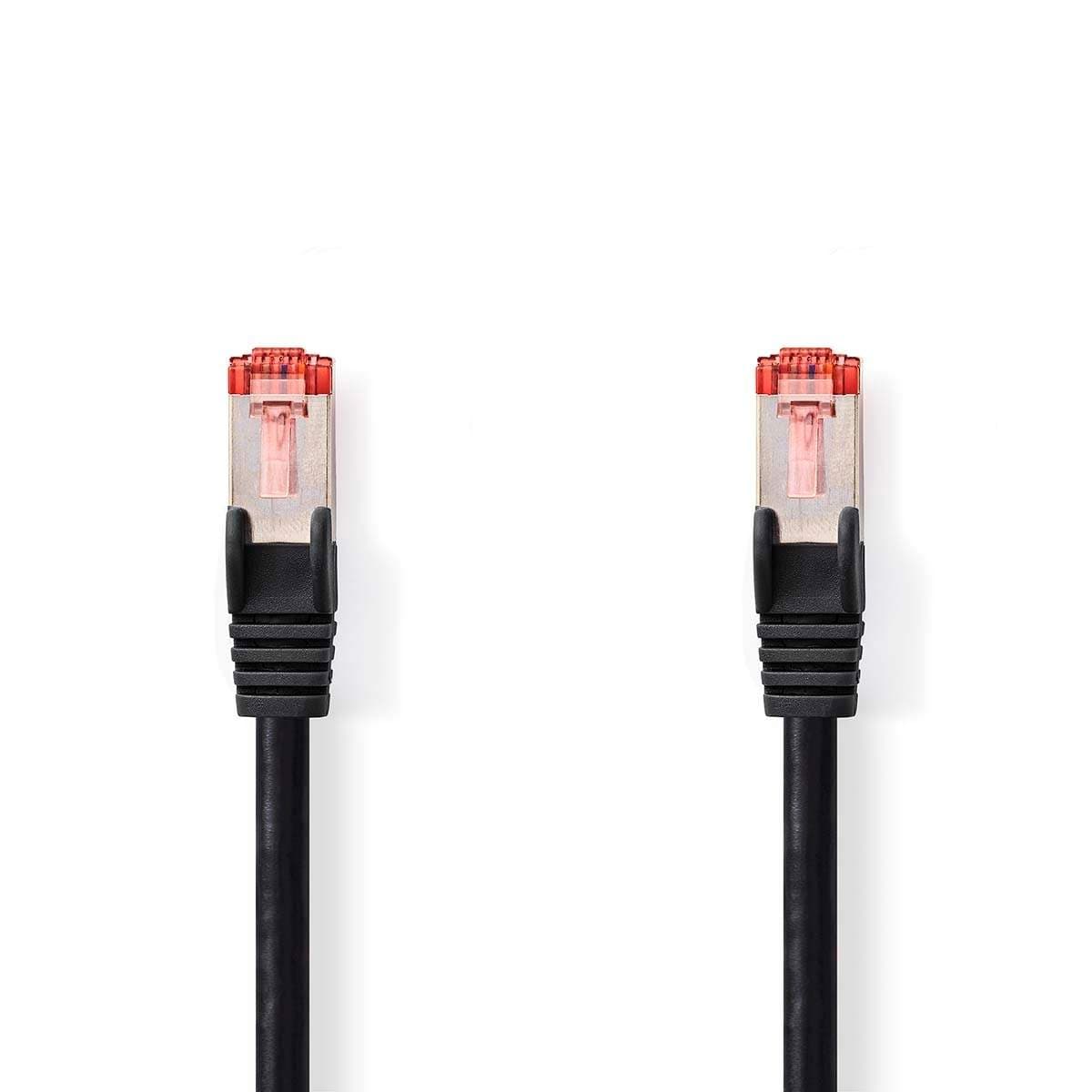 CAT6 Verkkokaapeli | RJ45 uros | RJ45 uros | S/FTP | 15.0 m | Pyöreä | LSZH | Musta | Label