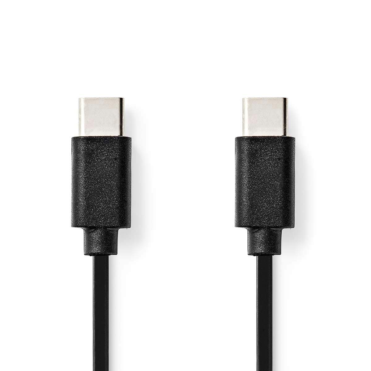 USB kaapeli | USB 2.0 | USB-C™ Uros | USB-C™ Uros | 60 W | 480 Mbps | Niklattu | 1.00 m | Pyöreä | PVC | Musta | Label