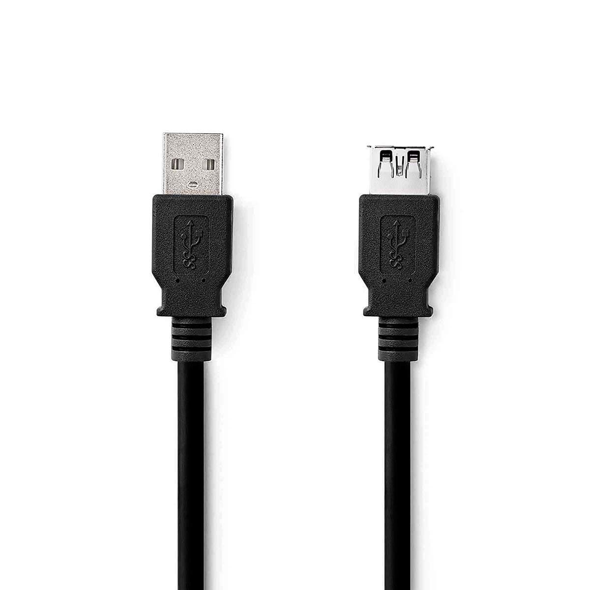 USB kaapeli | USB 3.2 Gen 1 | USB-A Uros | USB-A Naaras | 5 Gbps | Niklattu | 3.00 m | Pyöreä | PVC | Musta | Label