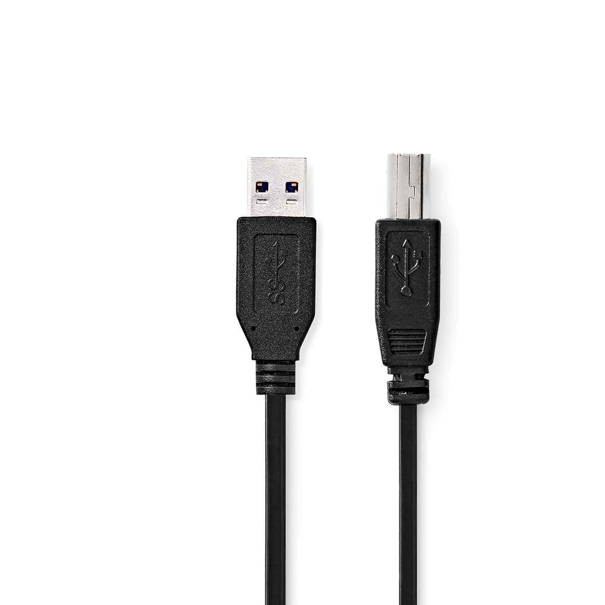 USB kaapeli | USB 3.2 Gen 1 | USB-A Uros | USB-B Uros | 5 Gbps | Niklattu | 2.00 m | Pyöreä | PVC | Musta | Laatikko