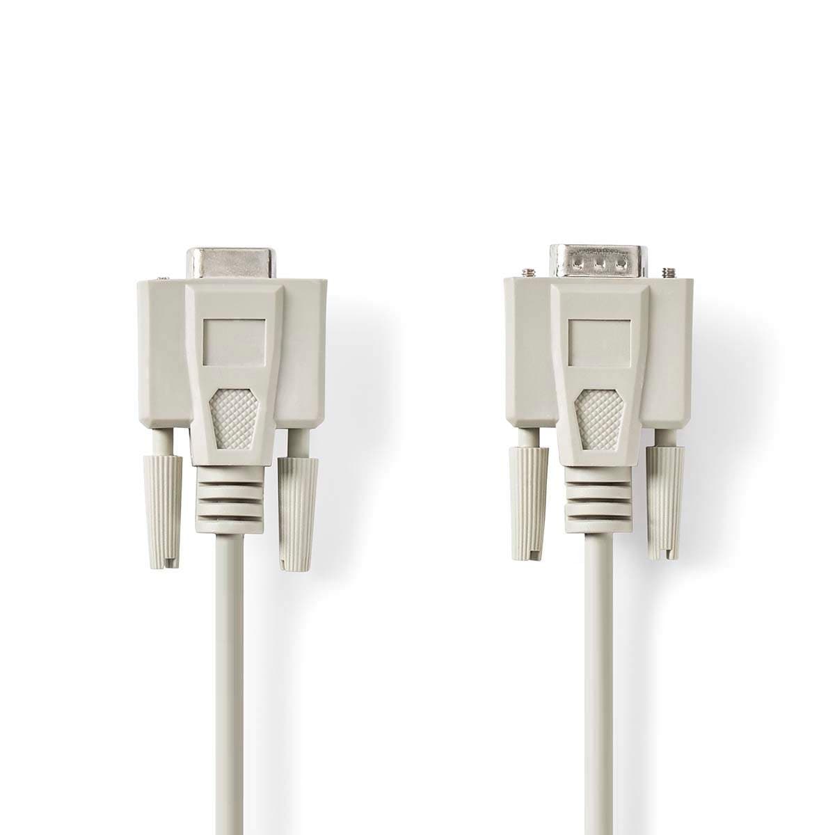 Sarjakaapeli | D-SUB 9-Pin Uros | D-SUB 9-Pin naaras | Niklattu | 5.00 m | Pyöreä | PVC | Valkea | Label