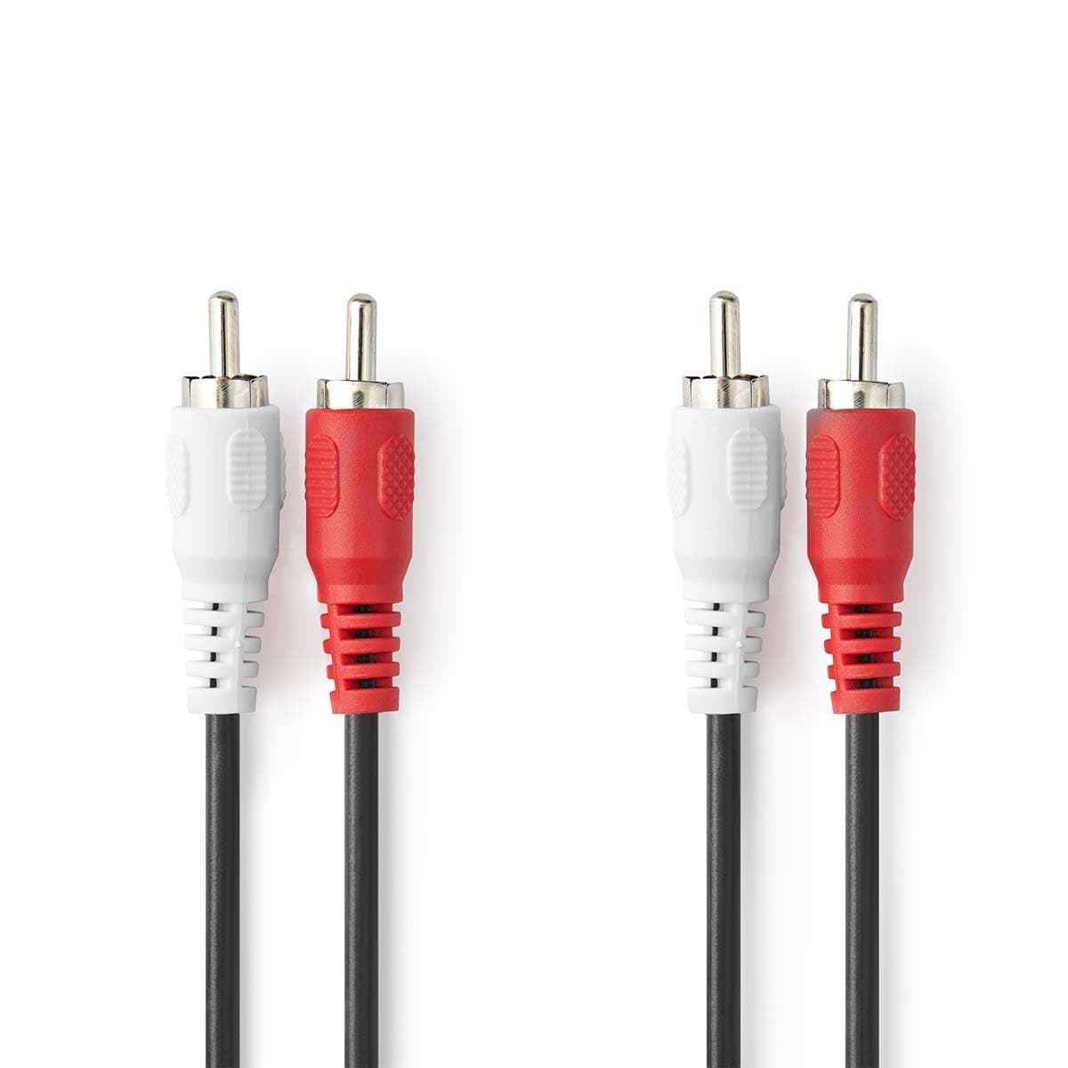 Stereoäänikaapeli | 2x RCA uros | 2x RCA uros | Niklattu | 3.00 m | Pyöreä | Musta | Label