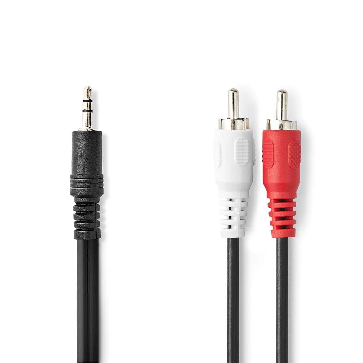 Stereoäänikaapeli | 3.5 mm uros | 2x RCA uros | Niklattu | 2.00 m | Pyöreä | Musta | Label