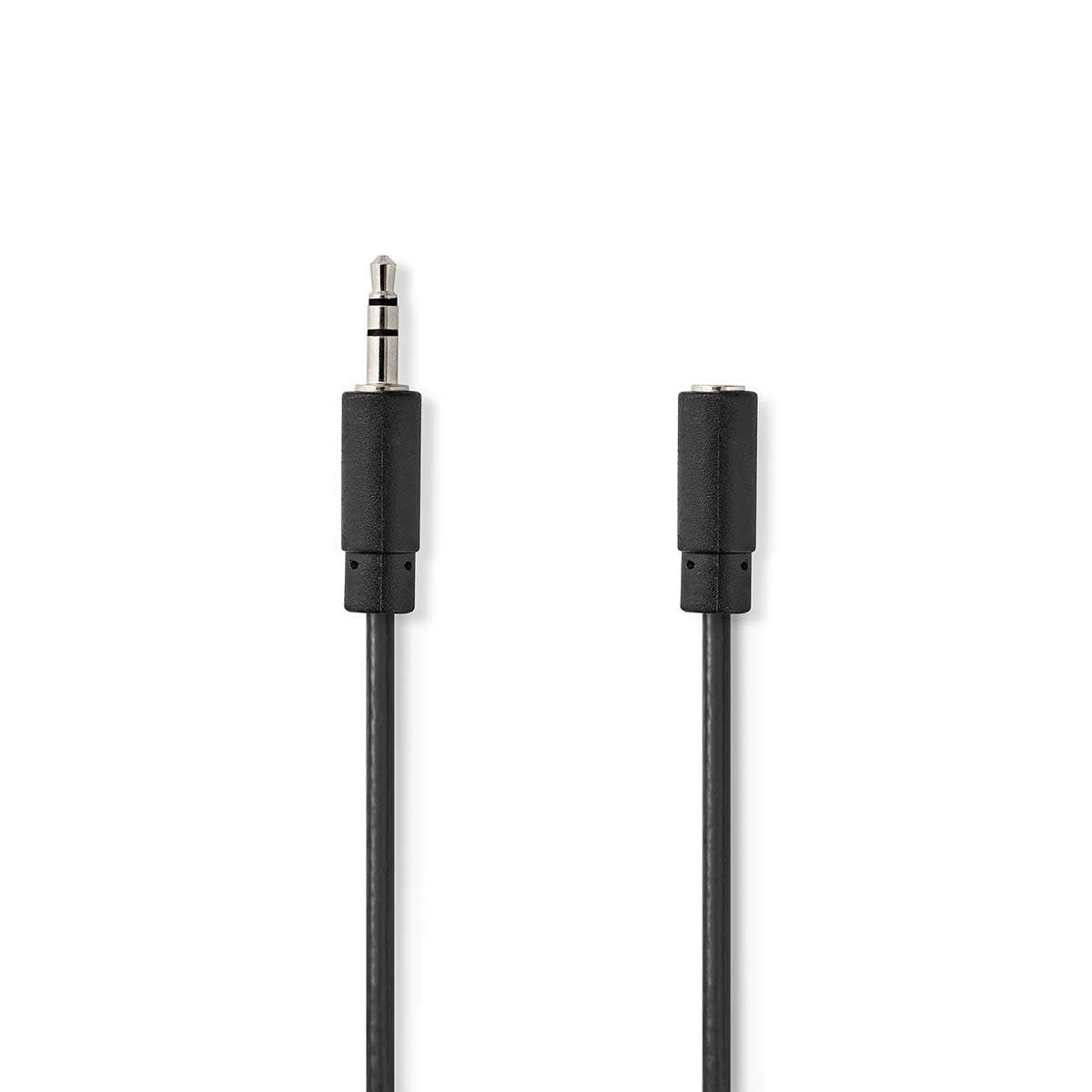 Stereoäänikaapeli | 3.5 mm uros | 3.5 mm naaras | Niklattu | 5.00 m | Pyöreä | Musta | Label