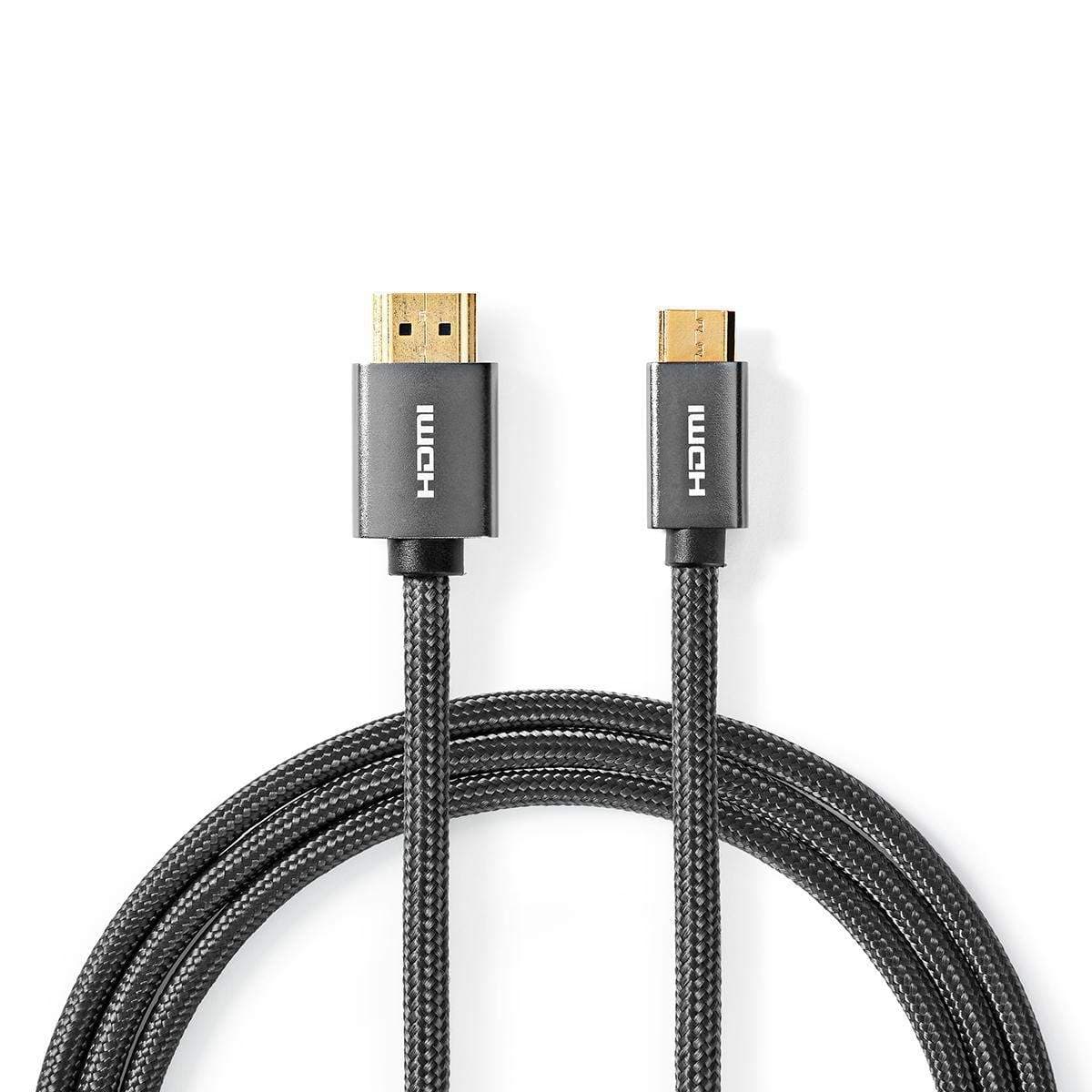 High Speed HDMI ™ Kaapeli Ethernet | HDMI™ liitin | HDMI™ Mini | 4K@60Hz | 18 Gbps | 2.00 m | Pyöreä | Puuvilla | Antrasiitti