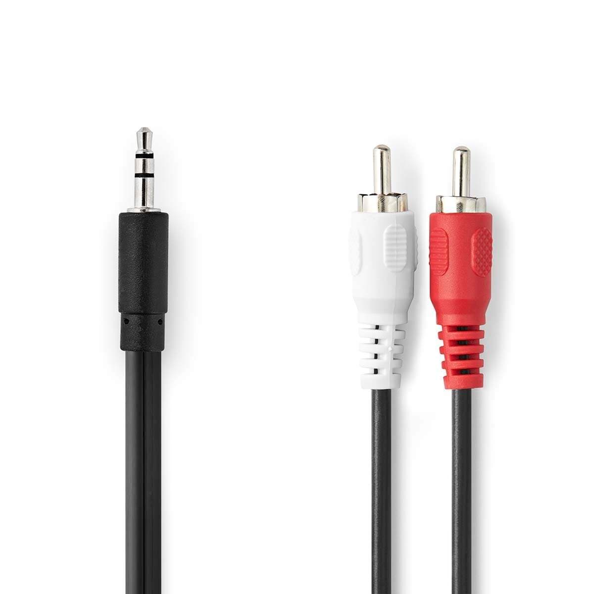 Stereoäänikaapeli | 3.5 mm uros | 2x RCA uros | Niklattu | 5.00 m | Pyöreä | Musta | Laatikko