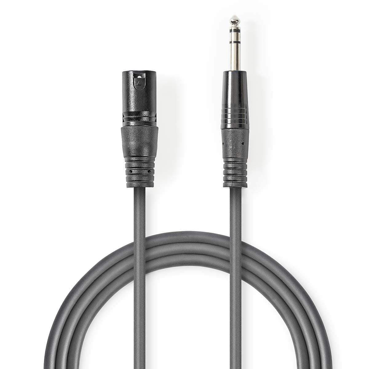 Balansoitu Audiojohto | XLR 3-Pin uros | 6.35 mm uros | Niklattu | 1.50 m | Pyöreä | PVC | Tummanharmaa | Pahvikotelo