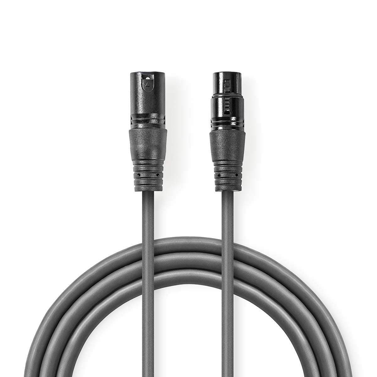 Balansoitu Audiojohto | XLR 3-Pin uros | XLR 3-Pin naaras | Niklattu | 0.50 m | Pyöreä | PVC | Tummanharmaa | Pahvikotelo