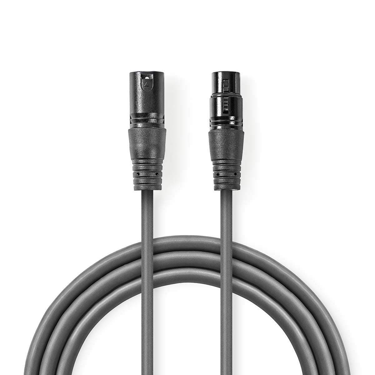 Balansoitu Audiojohto | XLR 3-Pin uros | XLR 3-Pin naaras | Niklattu | 10.0 m | Pyöreä | PVC | Tummanharmaa | Pakkaus