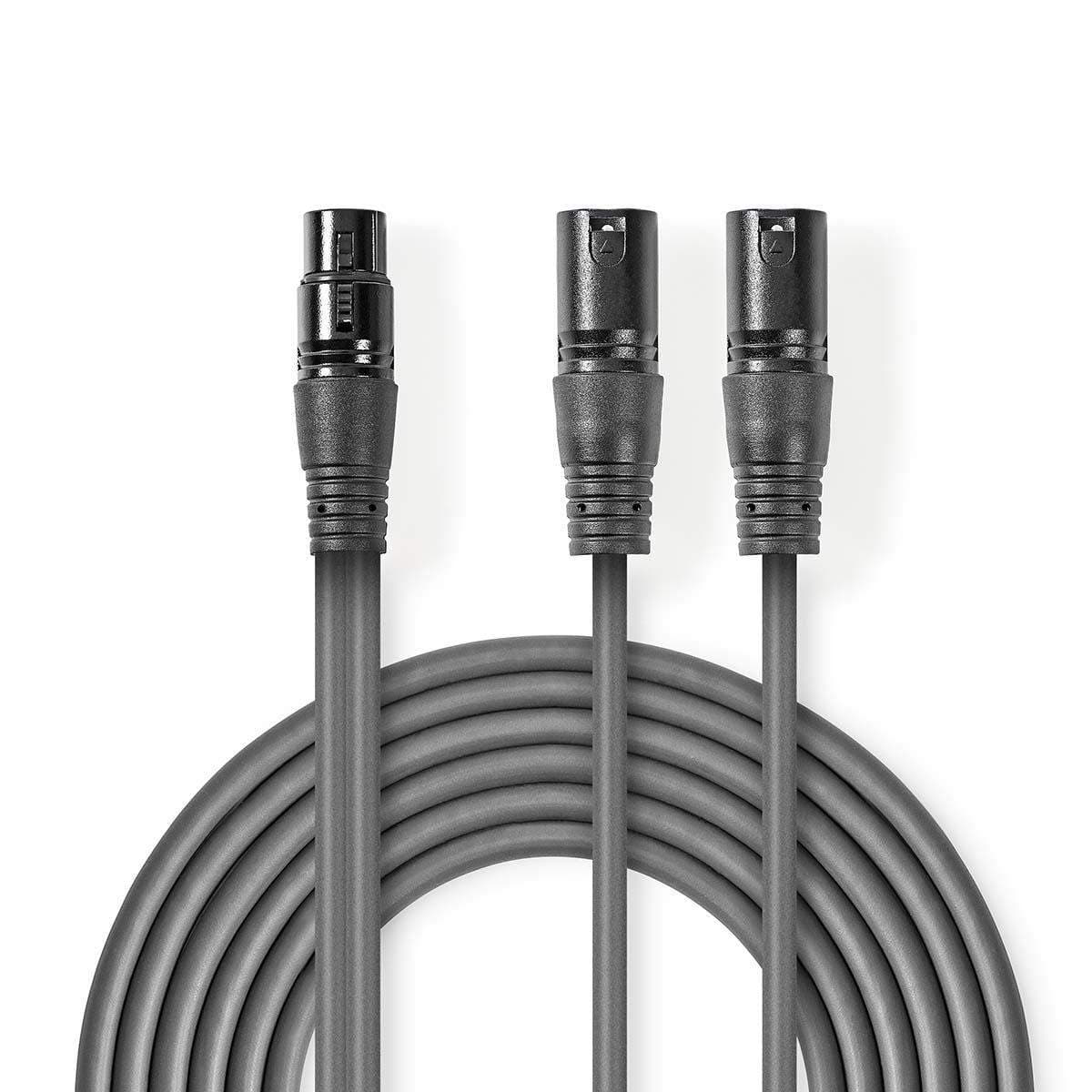 Balansoitu Audiojohto | 2x XLR 3-Pin uros | XLR 3-Pin naaras | Niklattu | 1.50 m | Pyöreä | PVC | Tummanharmaa | Pahvikotelo