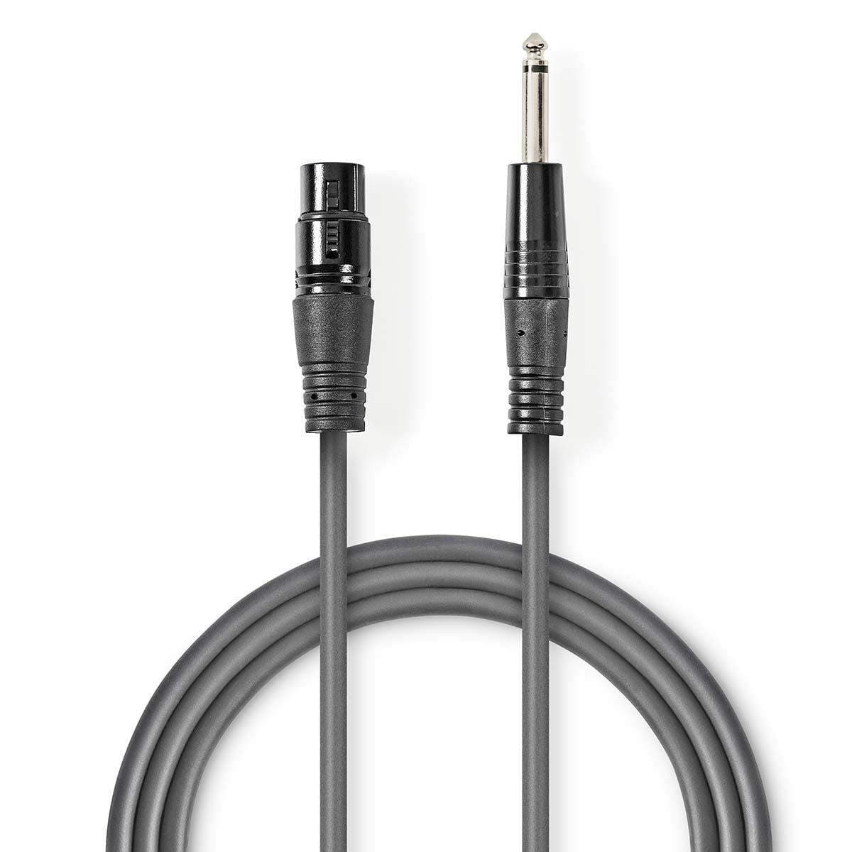 Balansoimaton Audiojohto | XLR 3-Pin naaras | 6.35 mm uros | Niklattu | 1.50 m | Pyöreä | PVC | Tummanharmaa | Pahvikotelo