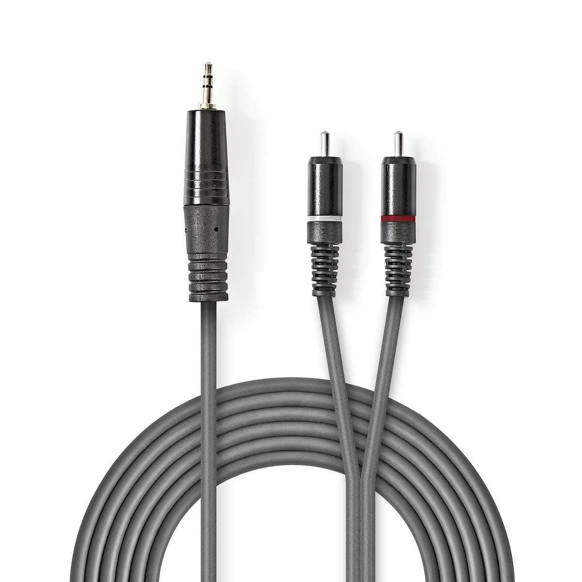 Stereoäänikaapeli | 3.5 mm uros | 2x RCA uros | Niklattu | 1.50 m | Pyöreä | Tummanharmaa | Pahvikotelo