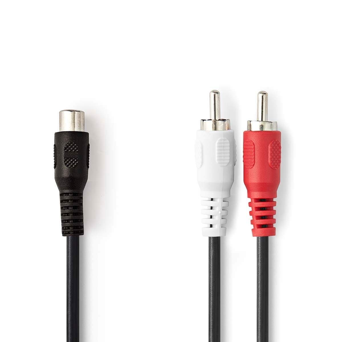 Stereoäänikaapeli | 2x RCA uros | RCA Naaras | Niklattu | 0.20 m | Pyöreä | Blister