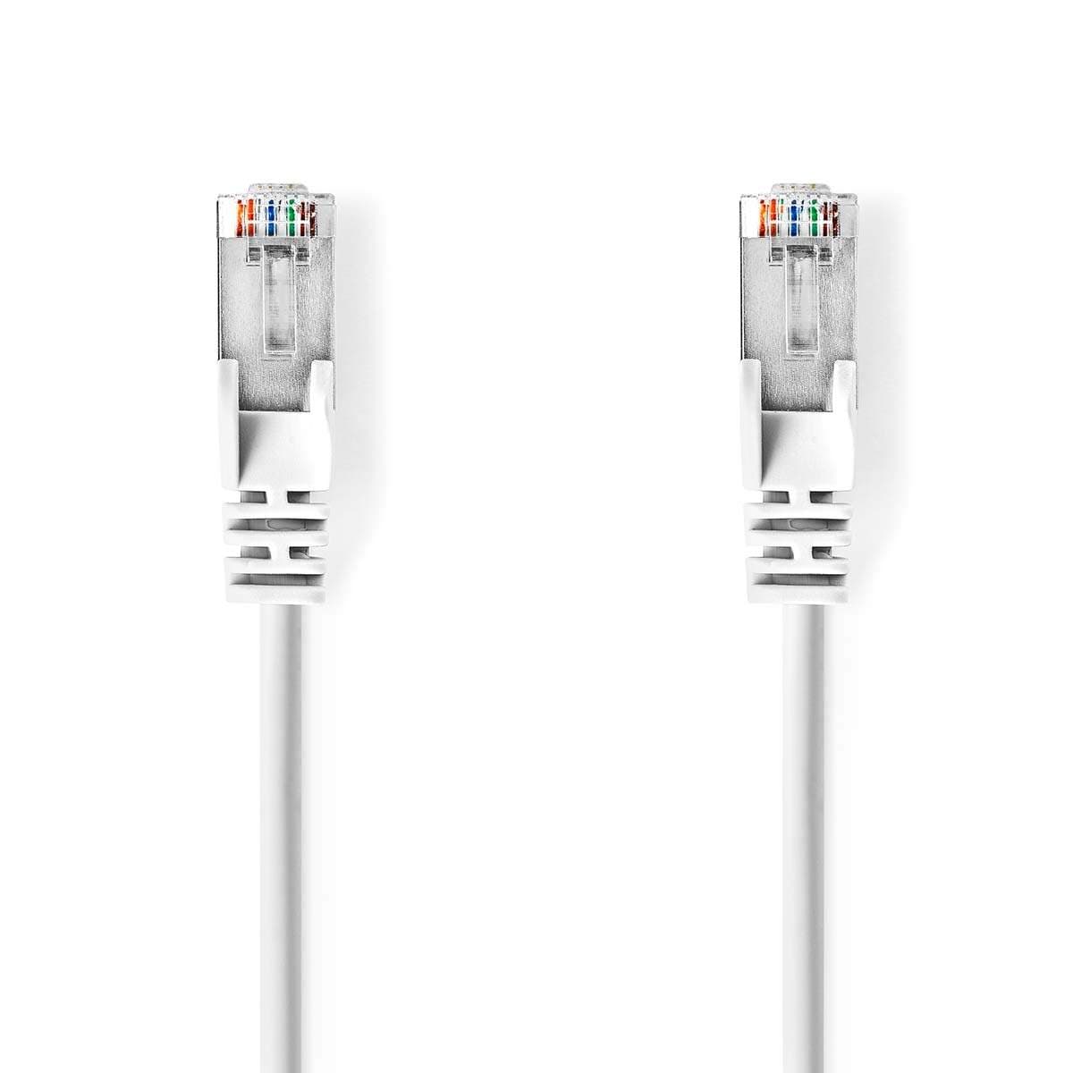 CAT5e verkkokaapeli | SF/UTP | RJ45 uros | RJ45 uros | 0.50 m | Pyöreä | PVC | Valkoinen | Muovipussi