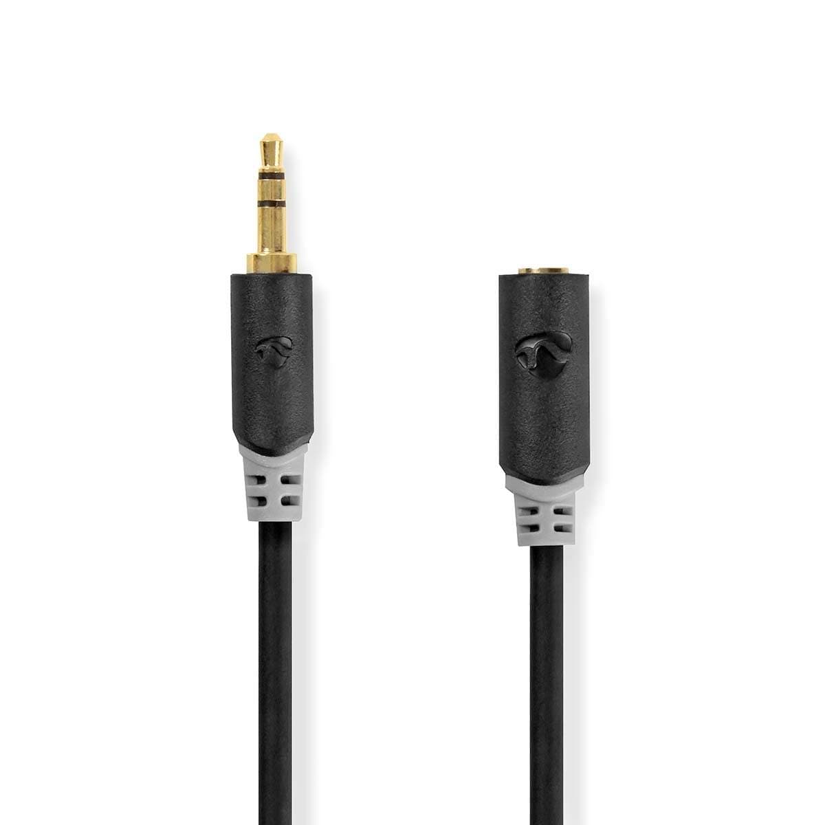 Stereoäänikaapeli | 3.5 mm uros | 3.5 mm naaras | Kullattu | 2.00 m | Pyöreä | Antrasiitti | Laatikko