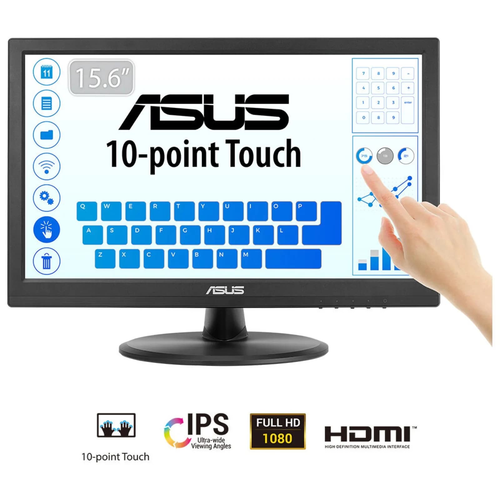 Asus VT169HE 15.6"" Full HD, IPS -näyttö, kosketusnäyttö